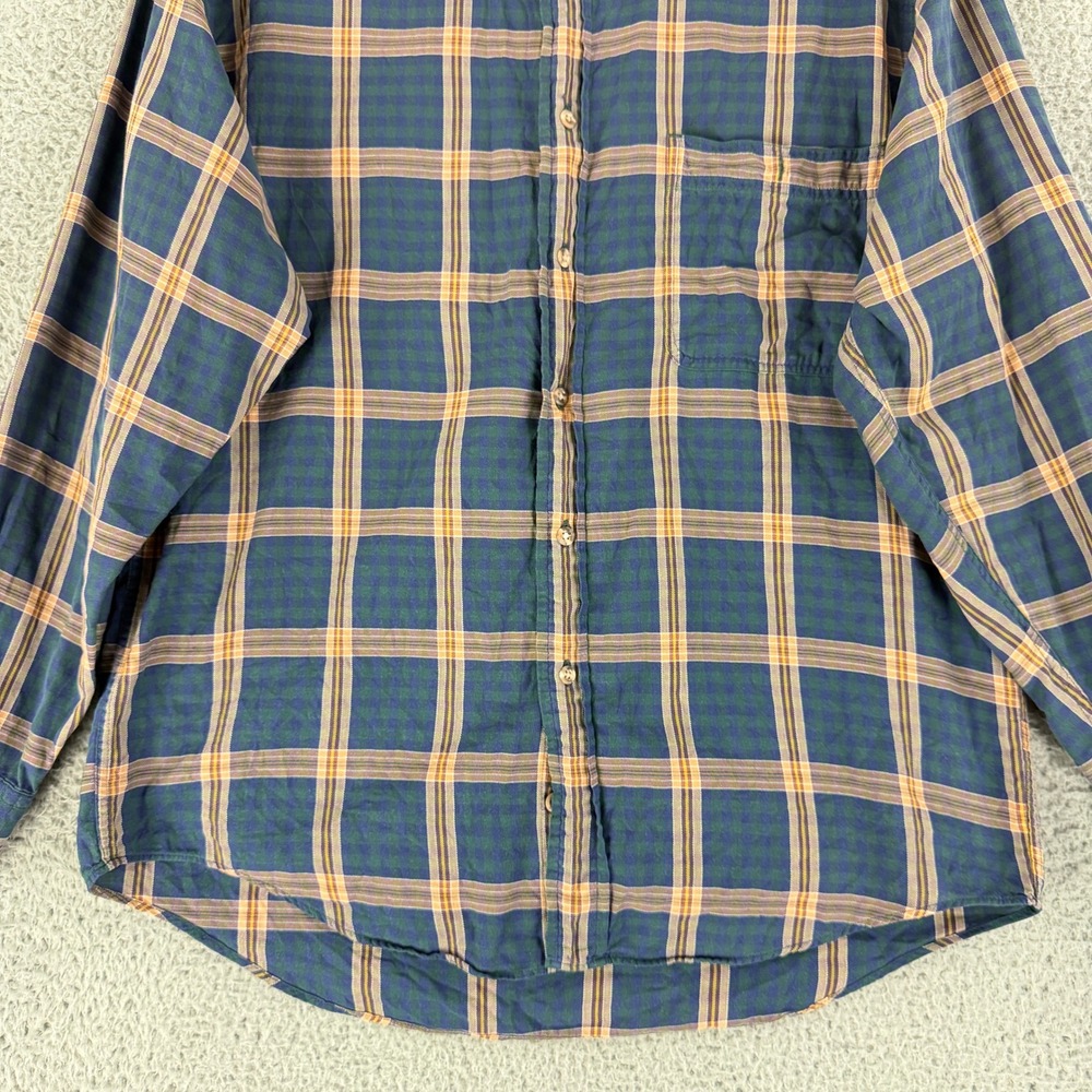 Eddie Bauer Button Down‎ Shirt Mens Medium Blue Plaid Long Sleeve Cotton Vintage - Picture 4 of 14